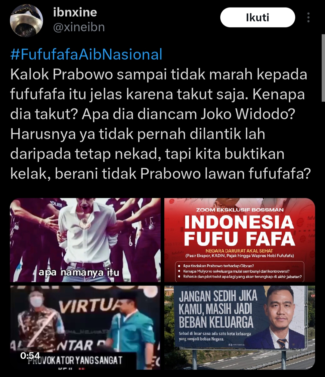 Jelang Pelantikan Presiden RI, Akun @Xineibn Soroti Prabowo dan Gibran
