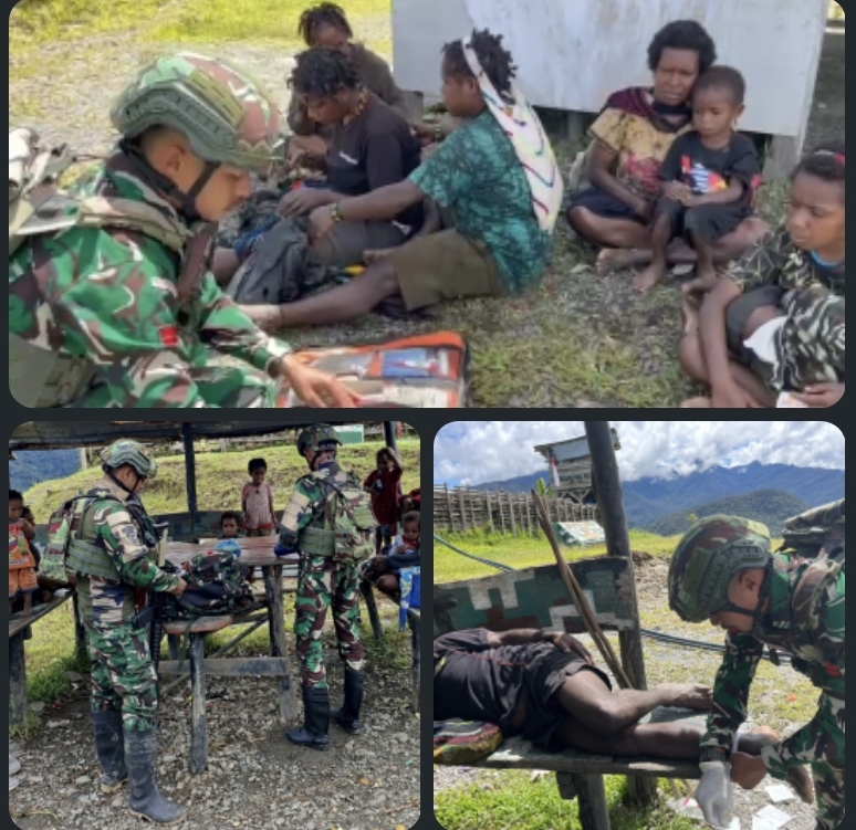 Personel TNI penolong kesehatan warga terpencil Papua