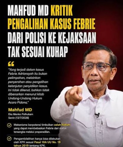KPK Hormati Pelimpahan Kasus Febrie Adriansyah, Respons Kritik Mahfud MD